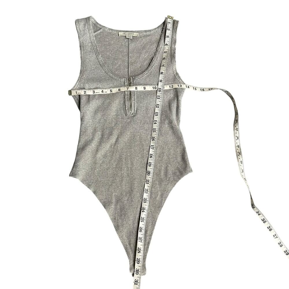 All Saints Alicia Gray Ribbed Sleeveless Bodysuit Size 6 - Picture 3 of 8